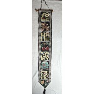 Vtg MARY ENGELBREIT Family Love Home Scotty Dog Cherries Wall Hanging Tapestry